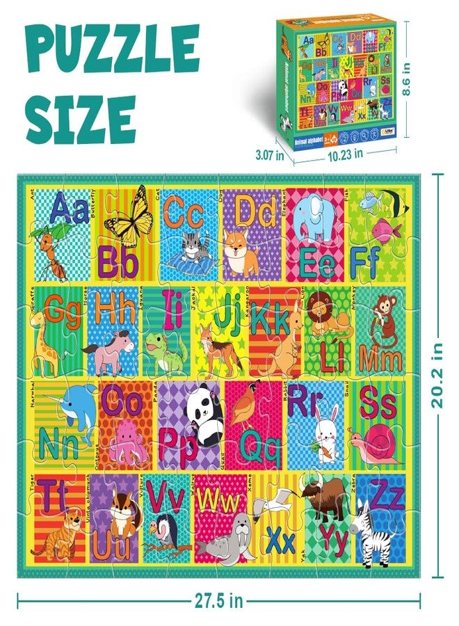 LithoConcepts Floor Puzzle for Kids,48 Pcs Animal Letter A-Z Alphabet Puzzle,Vivid Animal Design Letter Games for Preschoolers,Learning Educational Toys for Boys and Girls,Floor Puzzles for Toddlers 3 and up - Image 4